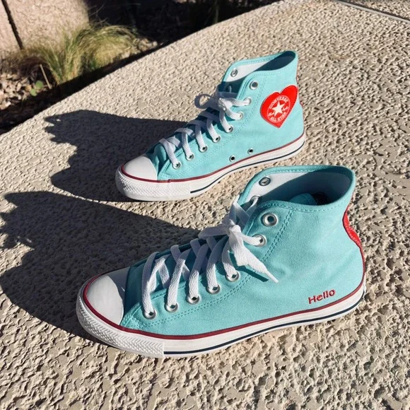 NWOB Converse Chuck Taylor All Star High Top Aqua Blue Personalized Women Size 9 - Picture 1 of 9